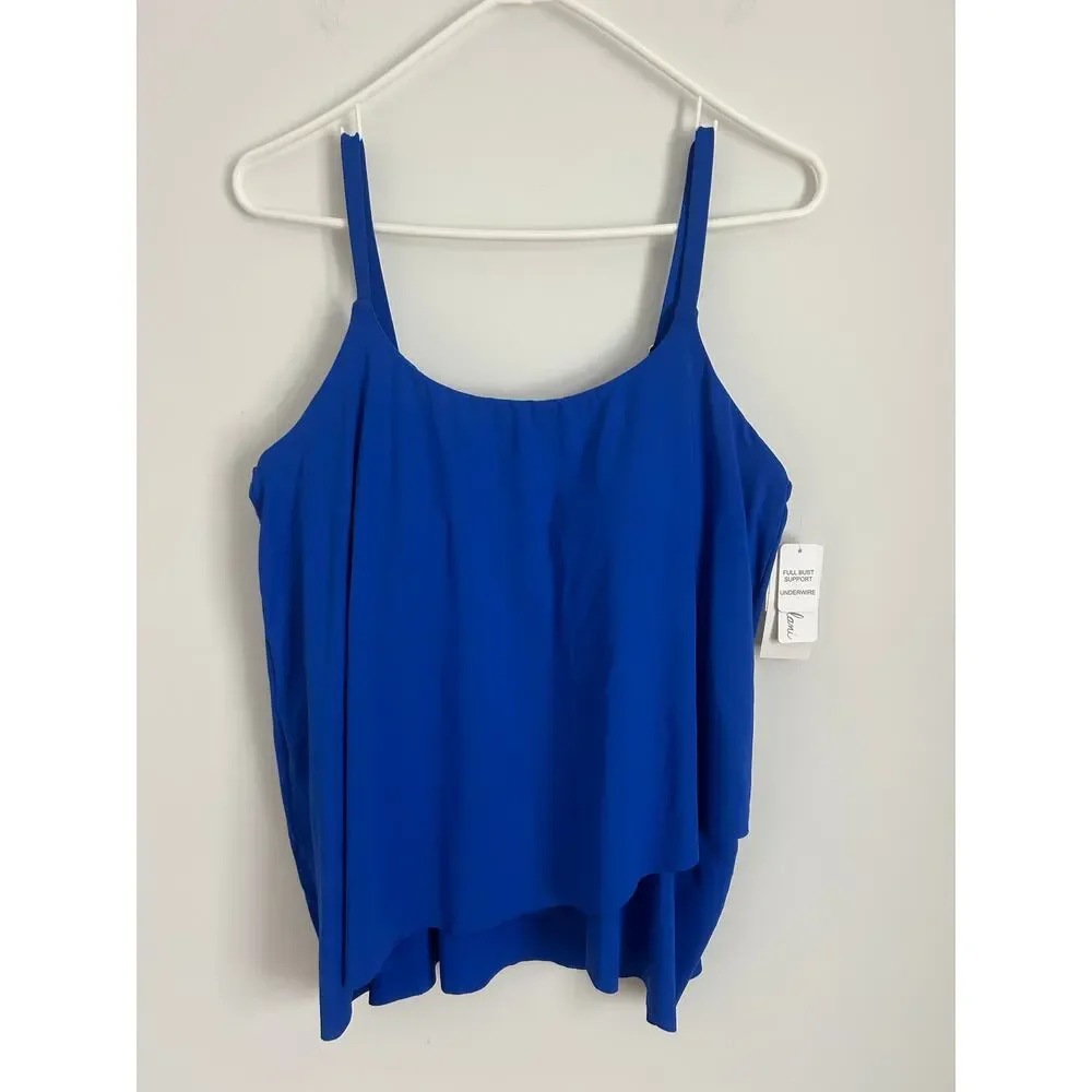Leilani Solids Cape Town Underwire Tankini Top - Royal Blue NWT